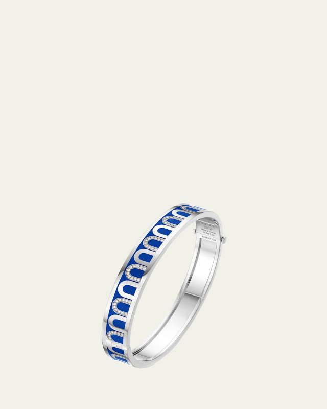 L'Arc de DAVIDOR Bangle MM in 18K White Gold with Riviera Lacquered Ceramic and Colonnato Diamonds